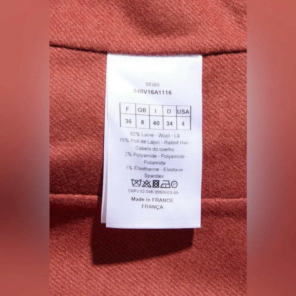 Dior Rust Wool & Rabbit Hair Jacket (FR 36 / US 4)